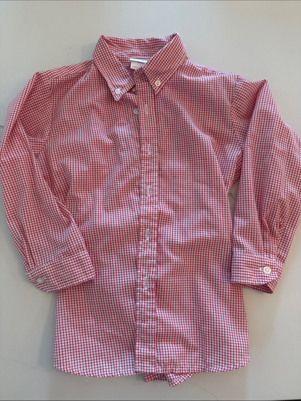 Boys Red Gingham Button-Down Shirt